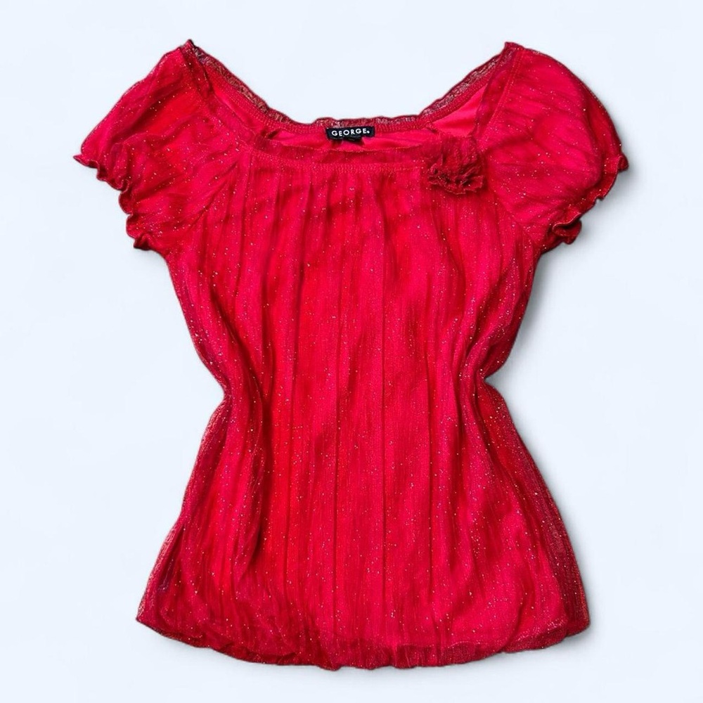 Y2K Red Milkmaid Floral Top by George!